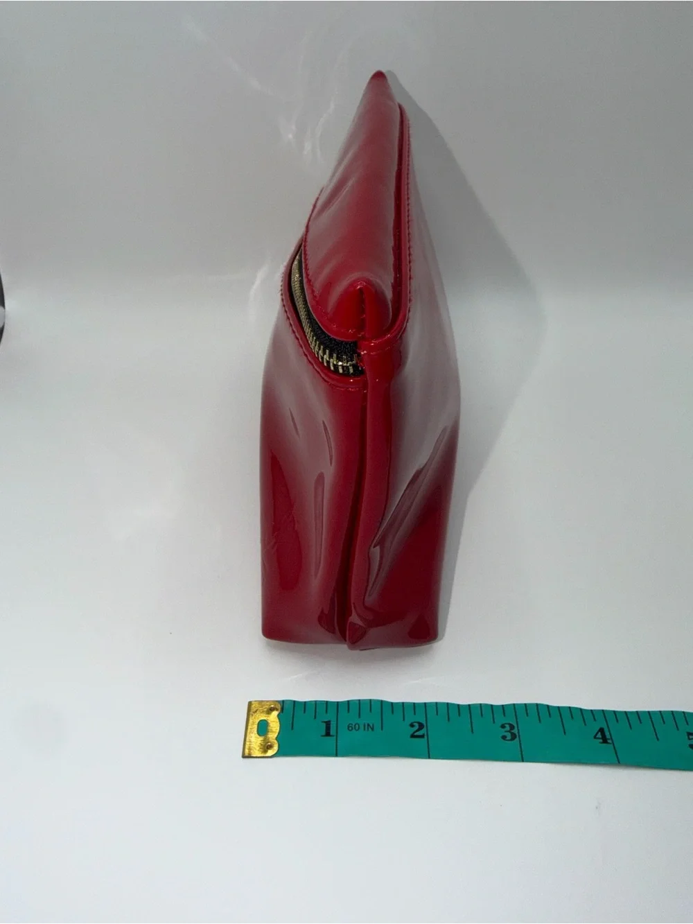 Yves Saint Laurent Red Patent Diagonal-Zip Cosmetic Pouch